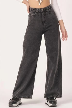 Çnr Kadın Yüksek Bel Füme Salaş Jeans Likralı Esnek Kot Pantolon Yeni Hsn-1