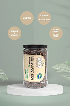 Organik Glutensiz Tane Karabiber 80 gr / Organic Gluten-free Whole Black Pepper 80 gr