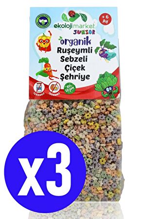 Organik Ruşeymli Sebzeli Bebek Makarnası Çiçek Şehriye 250 Gr (3 Adet) (Süt Ve Yumurta İçermez)