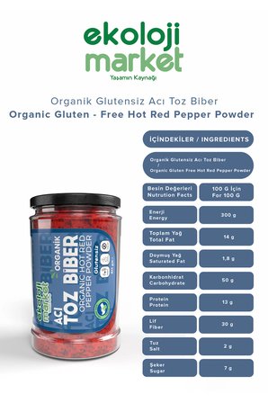 Organik Glutensiz Kavanoz Toz Biber- Acı 80 gr