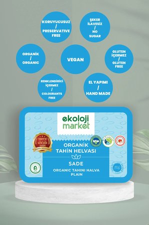 Organik Glutensiz Sade Tahin Helvası 200 Gr / Organic Gluten-Free Plain Tahini Halva 200 Gr