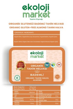 Organik Glutensiz Bademli Tahin Helvası 200 Gr / Organic Gluten-Free Almond Tahini Halva 200 Gr