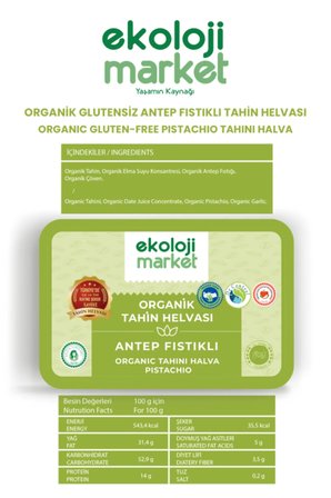 Organik Glutensiz AntepFıstıklı Tahin Helvası 200Gr/Organic Gluten-Free Pistachio Tahini Halva 200Gr