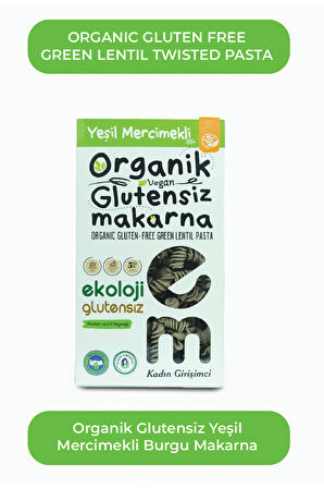 Organik Glutensiz Makarna Yeşil Mercimekli Burgu   200 Gr