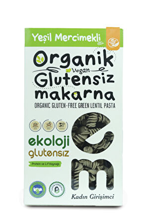 Organik Glutensiz Makarna Yeşil Mercimekli Burgu   200 Gr