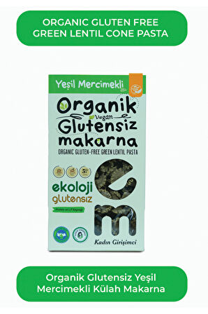 Organik Glutensiz Makarna Yeşil Mercimekli Külah  200 Gr