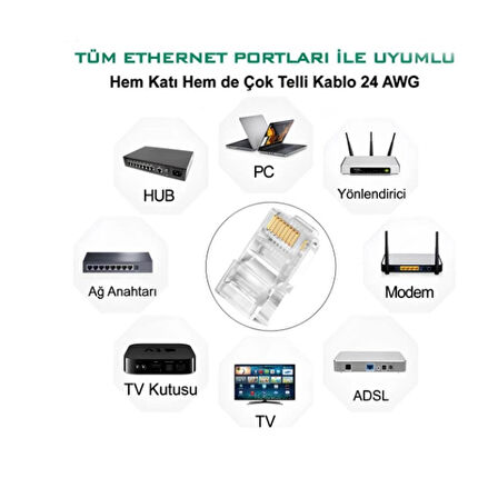 SL-COB8P RJ-45 100 Lü Paket Jack Uyumlu