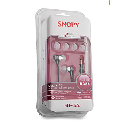 Snopy SN-322 Kaliteli Siyah Metal Gövde Kulak İçi Kulaklık