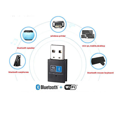 Plentiful USB Wifi+Bluetooth Adaptör, Bluetooth 4.2 150MBPS Wifi Dongle Ağ Kartı, Wifi ve Bluetooth Alıcı Verici 
