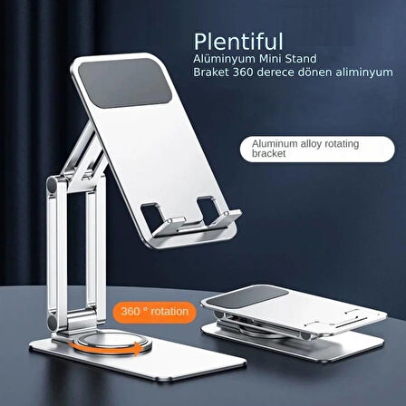 Plentiful Taşınabilir Katlanabilir 360 Dönebilen Metal Telefon ve Tablet Standı