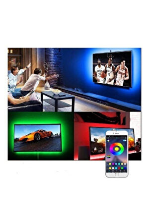 Plentiful Tv Arkası Bluetooth Rgb Usb Silikonlu Led Şerit Aydınlatma 16 Renk - 3 Metre