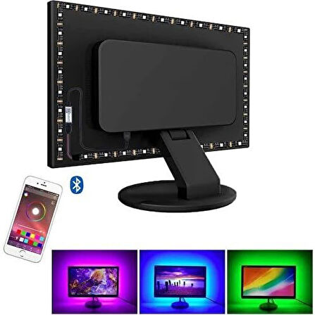 Plentiful Tv Arkası Bluetooth Rgb Usb Silikonlu Led Şerit Aydınlatma 16 Renk - 3 Metre