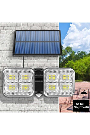Plentiful Solar Lamba Güneş Enerjili Çift Başlı Sensörlü Su Geçirmez Garaj Bahçe Sokak