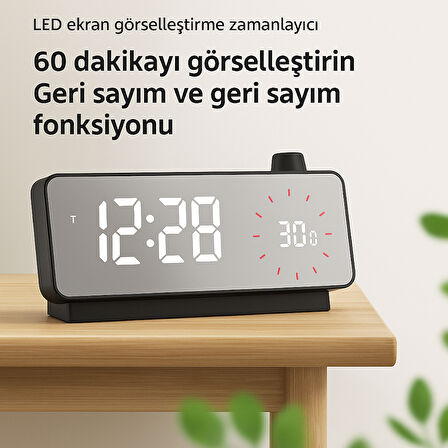 Plentiful  Aynalı Led Ekranlı Saat ,Elektronik Masaüstü Çalar Saat, Çift Dijital Çalar Saat, Başucu Ofisi Için Geri Sayımlı Kompakt Sıcaklık Göstergesi