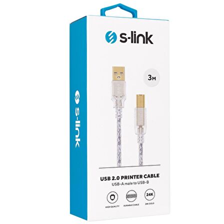 S-link SLX-328 USB Yazıcı Kablosu 3 Metre