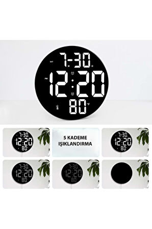 Büyük Dijital Modern 12inç Elektronik Led Duvar Masa Saati Sıcaklık Nem Alarm