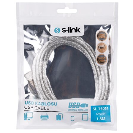 S-Link SL-160M USB Kablosu AM,AM 1.8m