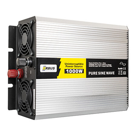 Orbus TSI1000w 12 Volt 1000 Watt Tam Sinüs Şarjlı İnverter 12V-220V Dönüştürücü Çevirici