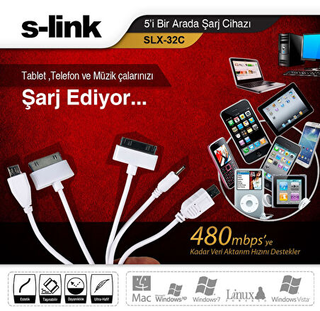 Data & Şarj Kablo Çoklu S-link SLX-32C