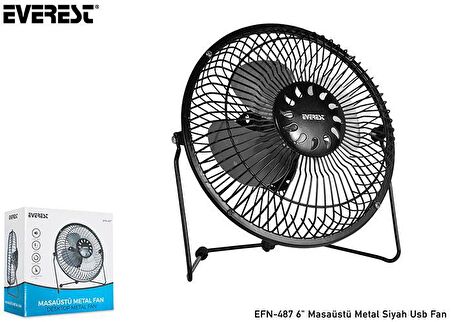 Everest EFN-487 6 Masaüstü Metal Siyah Usb Fan