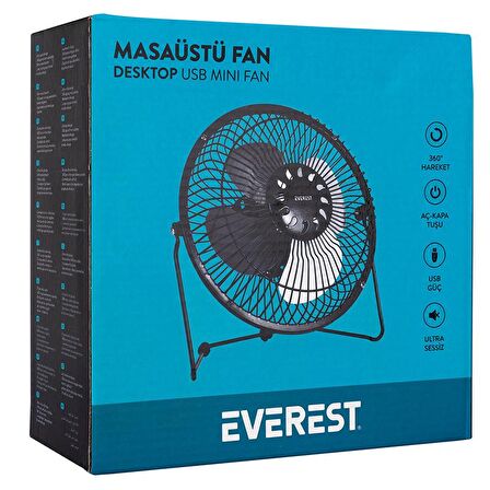 EVEREST EFN-487 6 MASAÜSTÜ METAL SİYAH FAN