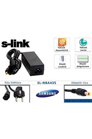 S-link SL-NBA435 40w 19v 2.1a 5.0-3.0 Samsung Notebook Standart Adaptörü