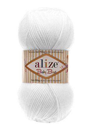 Alize Baby Best El Örgü ipi Beyaz 055