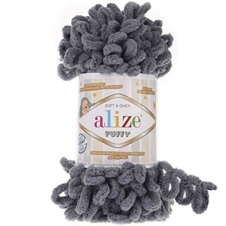 Alize Puffy El Örgü İpi 87 Koyu Gri