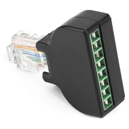 Powermaster RJ45 To 8 Pin Ethernet Screw Terminal Çevirici İnternet Soketi Jack Girişi Kesik Kablo Ucu