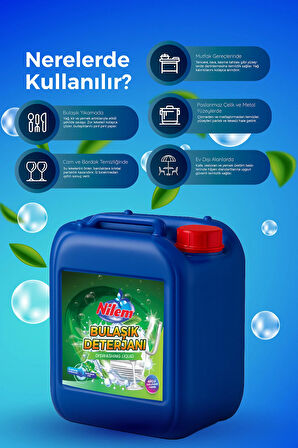 Nilem Bulaşık Deterjanı Güçlü Yağ Çözücü Formül 5 L