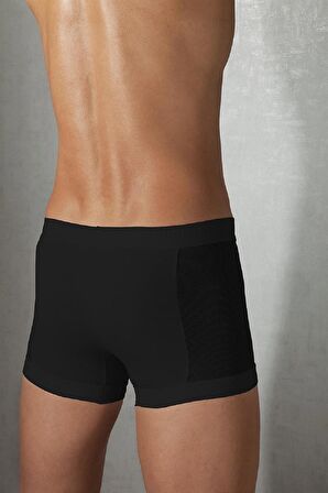 DOREANSE 1761 ERKEK MODAL YANLARI FİLELİ SİYAH BOXER