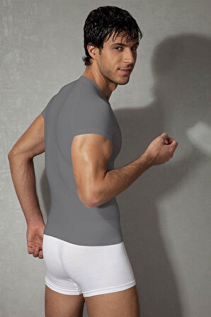 Doreanse Erkek Modal Yuvarlak Yaka Kısa Kol T Shirt 2535 Füme