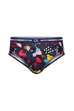 Erkek Lacivert Slip Memox Baskılı Çok Renkli Külot 1305