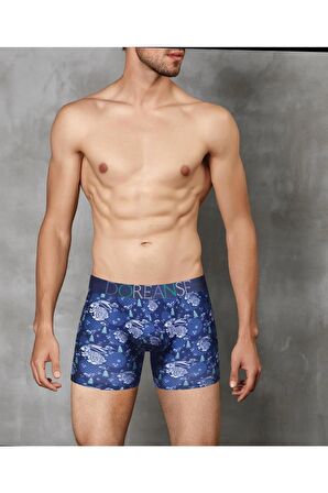 Erkek Mavi Yılbaşı Tema Tavşan Baskılı Boxer 1732