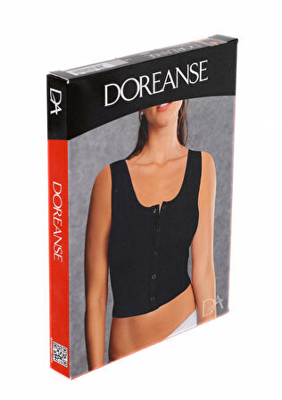 Doreanse 9104 Kadın Siyah ÇıtÇıt Detaylı Crop Atlet SİYAH
