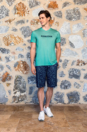 Doreanse 4509 Modal Kısa Kollu Erkek Şort Takım YEŞİL