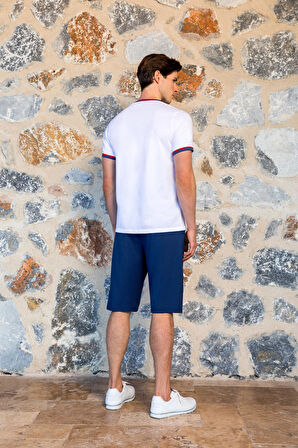 DOREANSE 4504 MODAL KISA KOLLU ERKEK ŞORT TAKIM Beyaz