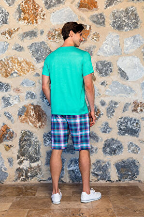 DOREANSE 4507 MODAL KISA KOLLU ERKEK ŞORT TAKIM Mint