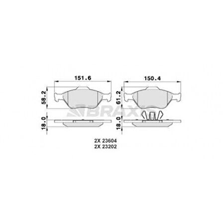 Ford On Fren Balatası Fiesta IV / V 95>08 Fusıon 02>12 Ka 1,6 03>08 Mazda 121 III 03> Abslı - Braxıs Aa0008