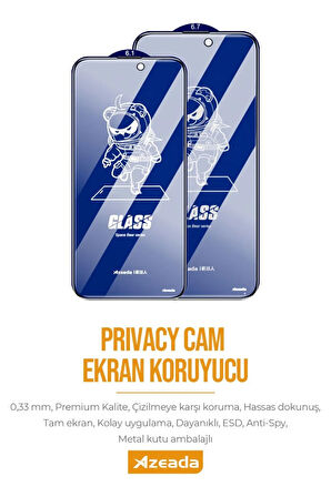İphone 16 Uyumlu Hayalet Privacy Premium Tam Kaplama Ekran Koruyucu Kırılmaz Cam - Metal Kutulu