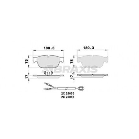 Psa On Fren Balatası C5 C6 P407 2.2hdi 16v / 3.0hdi 24v 94 / 09> P308 Rcz P508 Ep6cdtx1.6 07 / 10> P407 - Braxıs Ab0269
