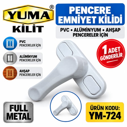 Yuma Emniyet Kilidi Çocuk Güvenlik Kilidi Metal Pvc Alüminyum Ahşap Pencerede Beyaz 1 Adet
