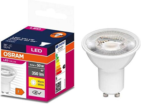 Led Value 4,5-5W(50W) Led Spot Ampul Sarı 3000K - GU10 Duy