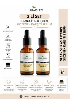 Herbaderm Hello Clean Yüz Serumu Oleanolik Asit Yağlanma Karşıtı 2'li Set