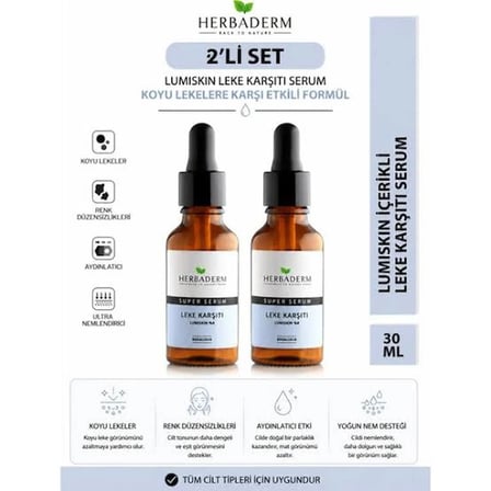 Herbaderm Lumiskin Leke Karşıtı Yüz Serumu 30 ml 2'li Set