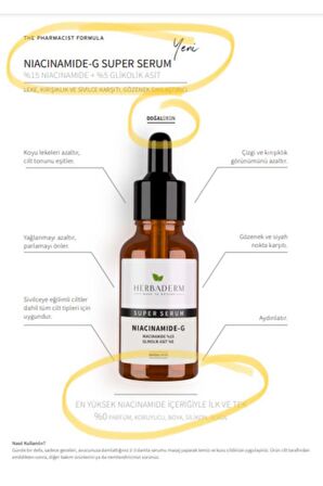 Herbaderm Superserum Niacinamide %15 Glikolikasit %5