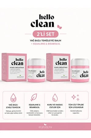 Herbaderm Hello Clean Yağ Bazlı Yüz Temizleyici Balmı Hassas Ciltler İçin 2'li Set