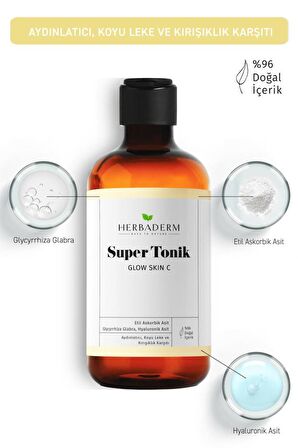 Herbaderm Glow Skin C Aydınlatıcı, Leke Ve Kırışıklık Karşıtı Super Tonik 150 ml