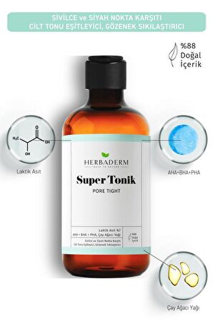 Herbaderm Pore Tight Sivilce, Siyah Nokta Karşıtı Super Tonik Laktik Asit %7 150 ml