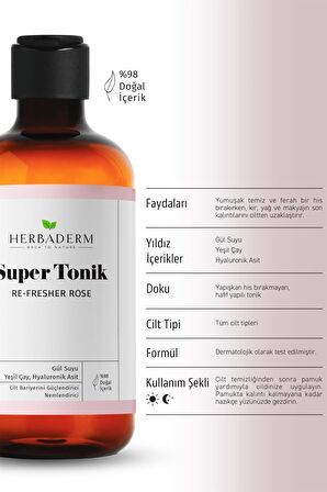 Herbaderm Re-Fresher Rose Bariyer Güçlendirici Super Tonik